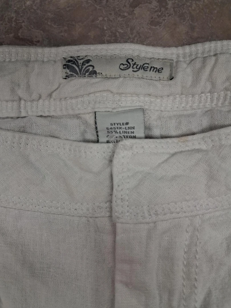 Styleme White Linen Blend Pants