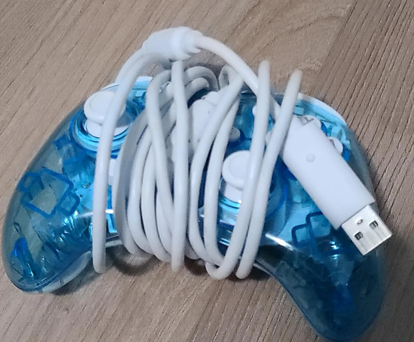 Transparent Blue Wired Controller