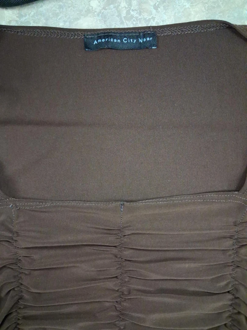 American City Wear Ruched Brown Top