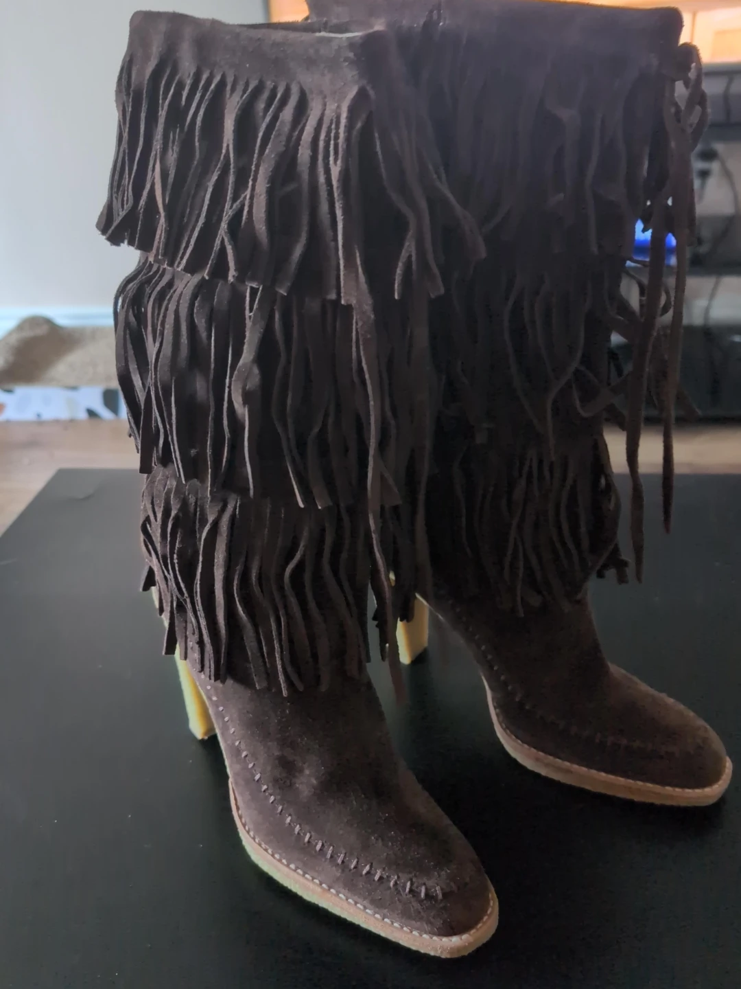 Brown Suede Fringe Boots