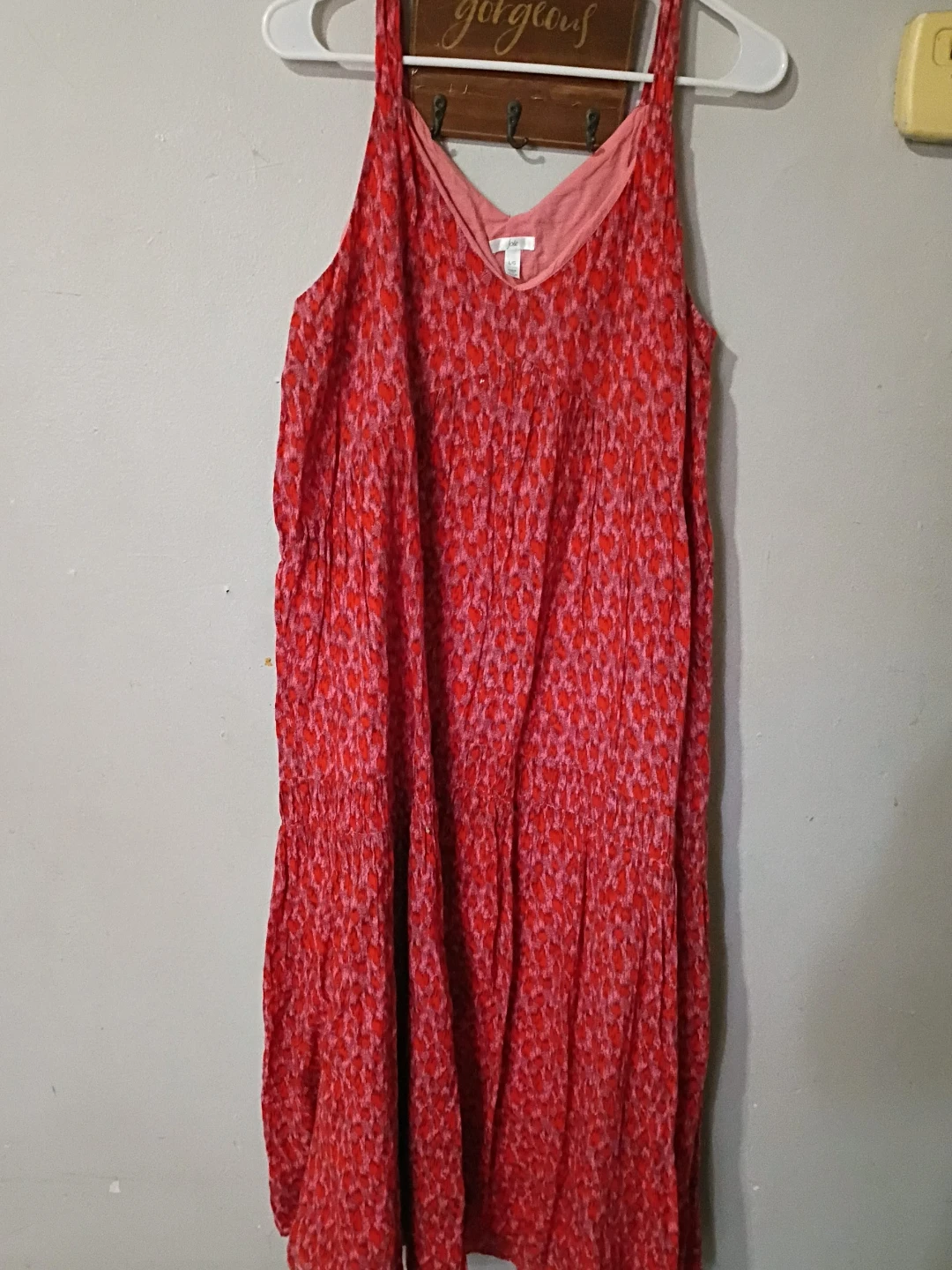 Joie Sleeveless Tiered Dress Red Pink
