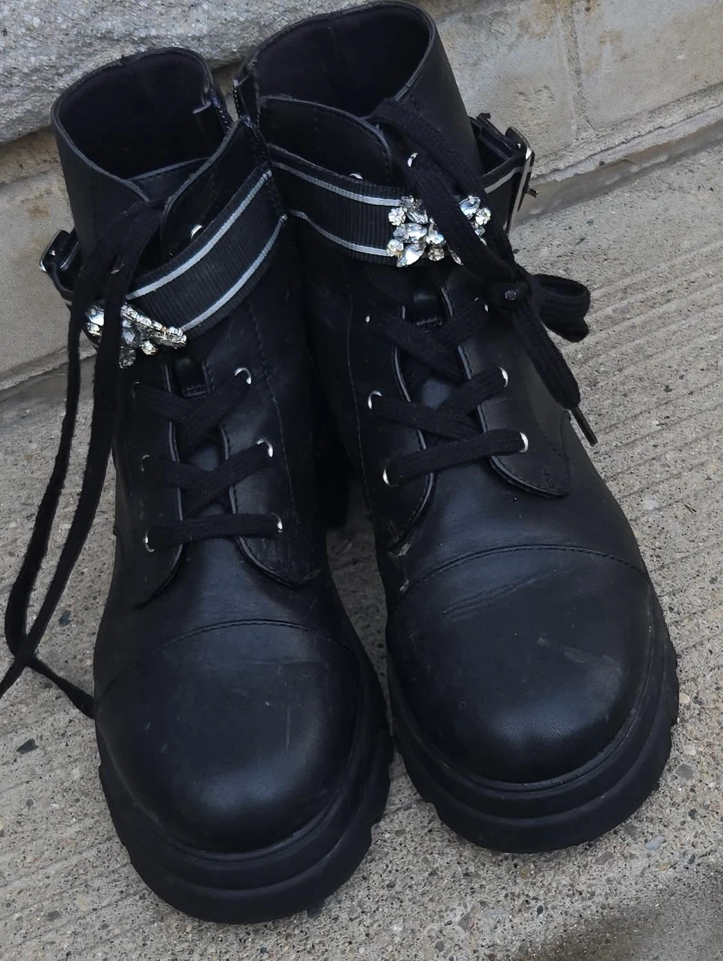 Jessica Simpson black combat boots