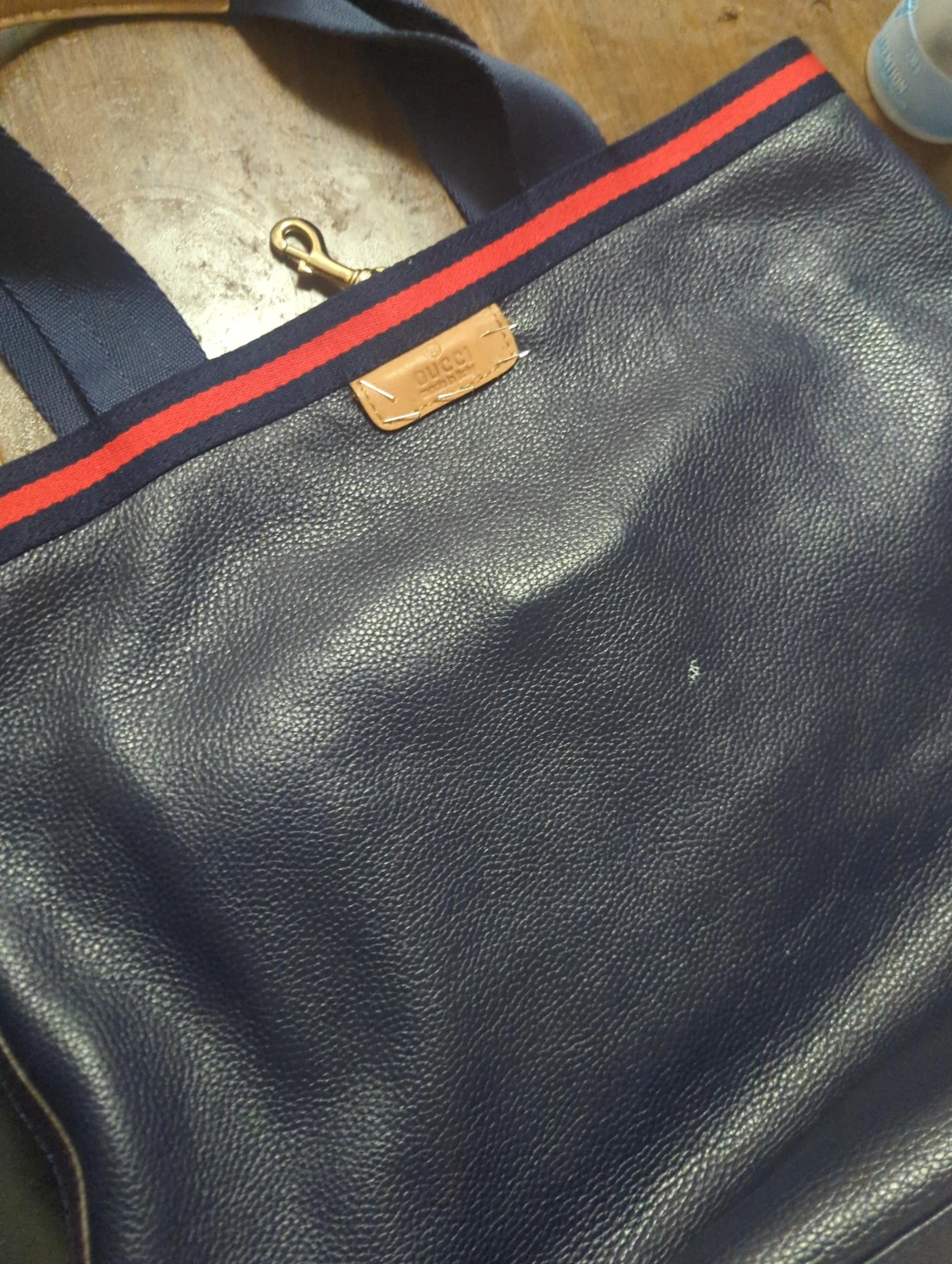 Gucci Navy Leather Tote Bag