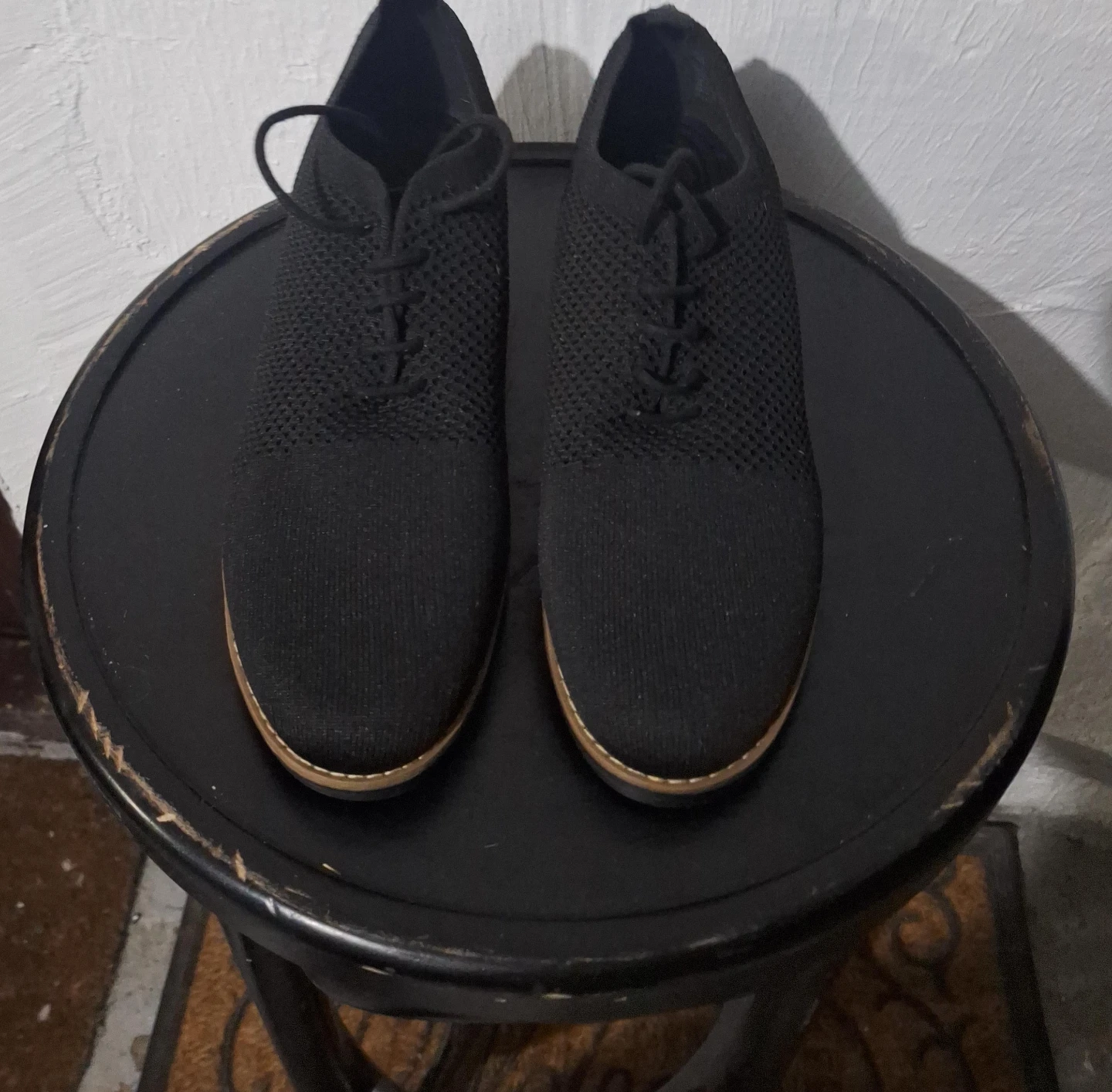 Anne Klein Black Knit Lace-Up Shoes