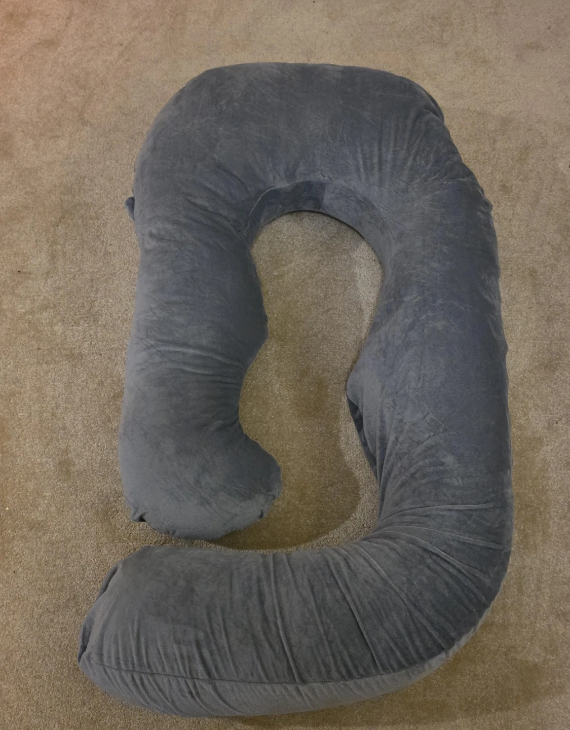 Grey C-Shaped Pregnancy Pillow