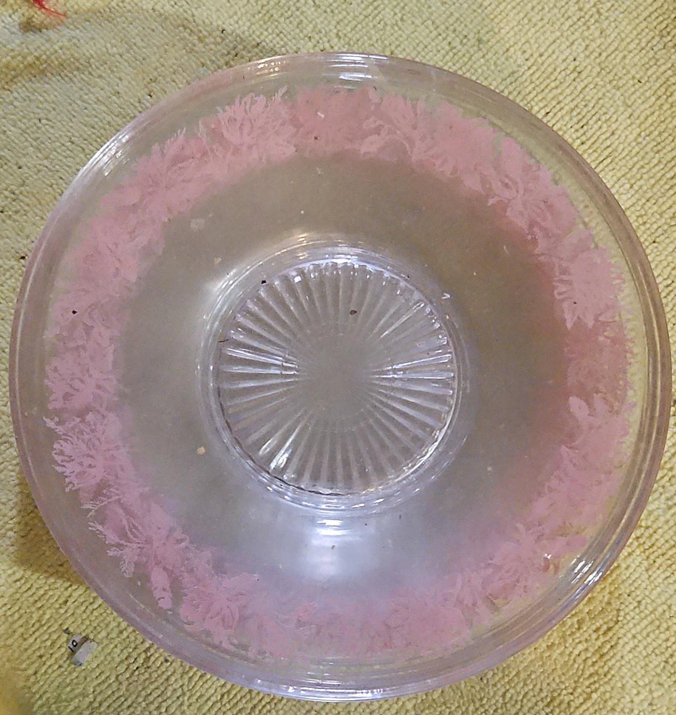 Set of 7 Vintage Pink Floral Glass Bowls