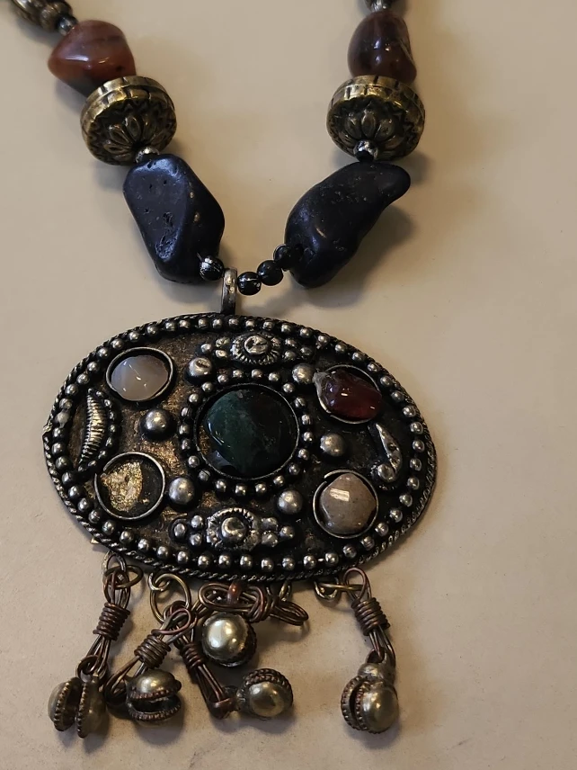 Boho Beaded Necklace with Pendant