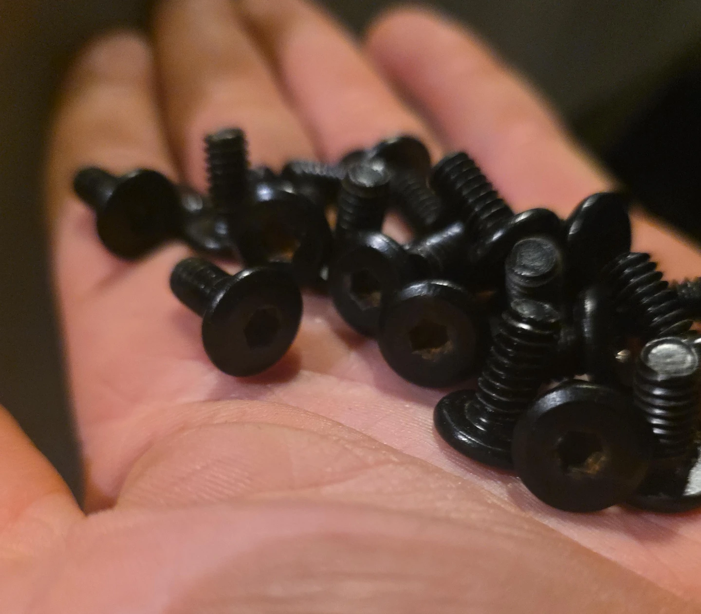 Set of black M4 machine screws