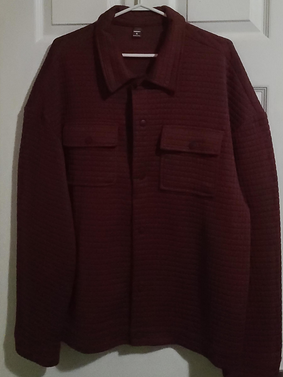 SHEIN Quilted Shirt Jacket - Burgundy