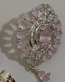 Pink Stone Teardrop Earrings