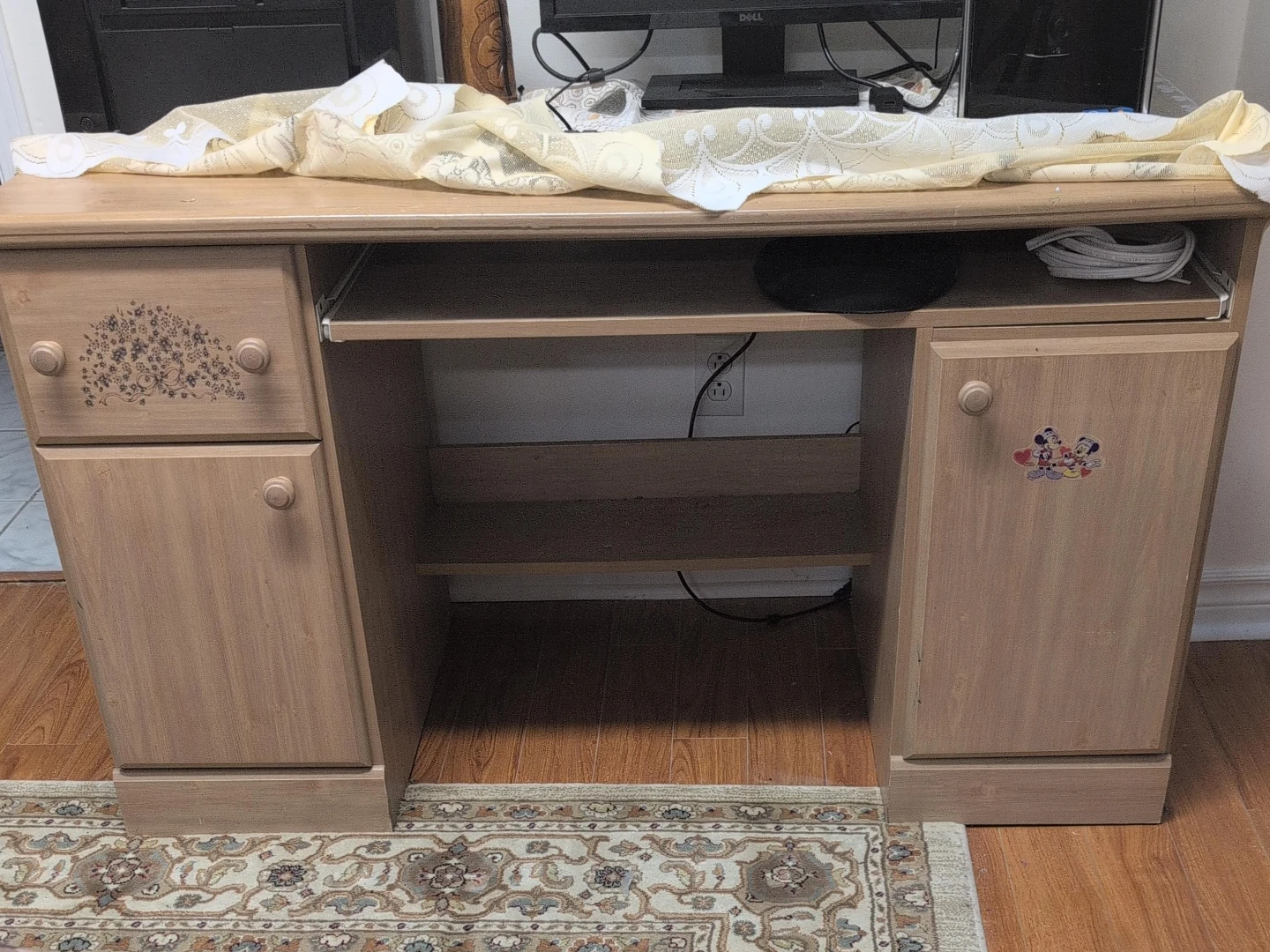 Wooden Computer Desk with Storage
