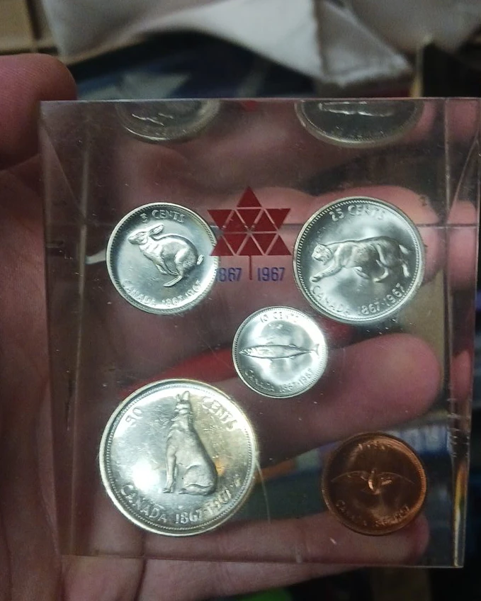 1967 Canadian Centennial Coin Set Paperweight