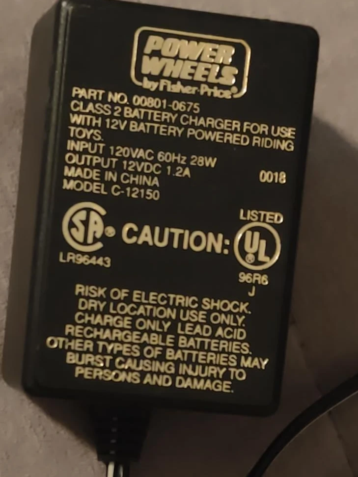 Power Wheels 12V Battery Charger
