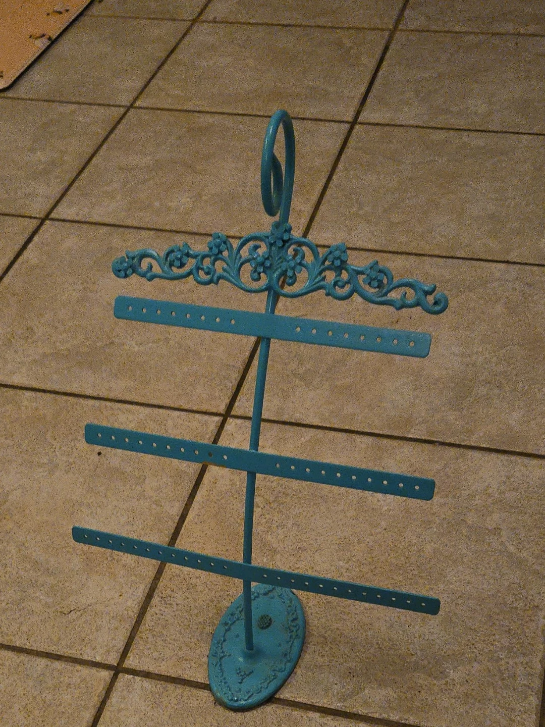 Decorative Teal Metal Earring Stand