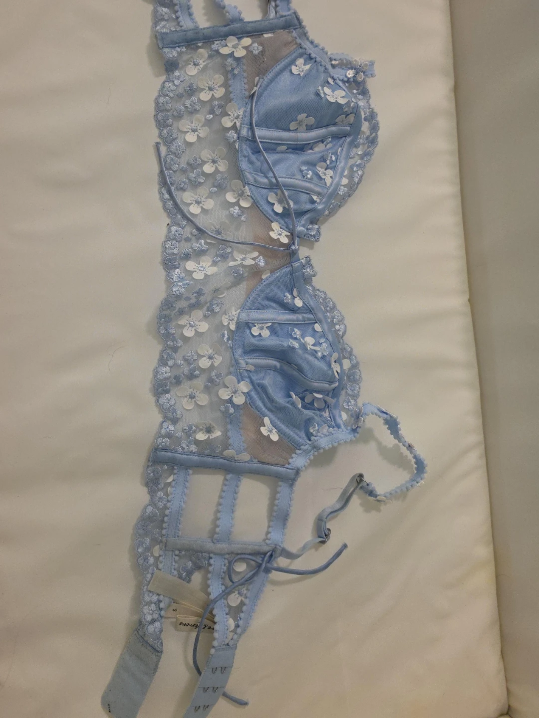 Love and Lemons Blue Floral Lace Bustier