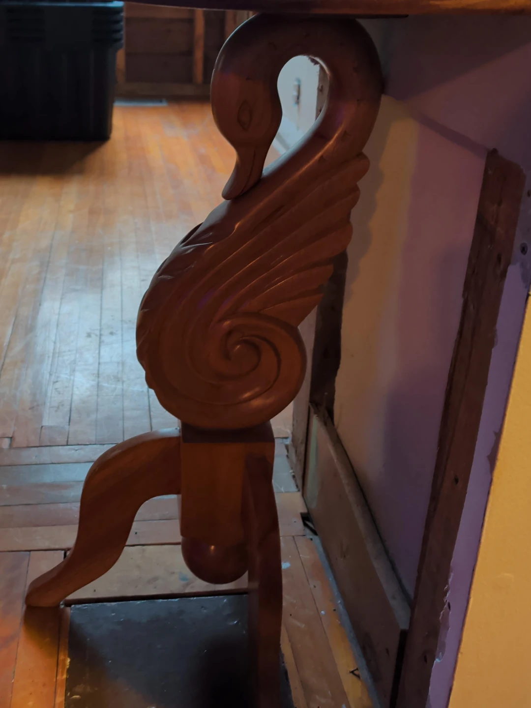 Carved Wood Swan Base Table