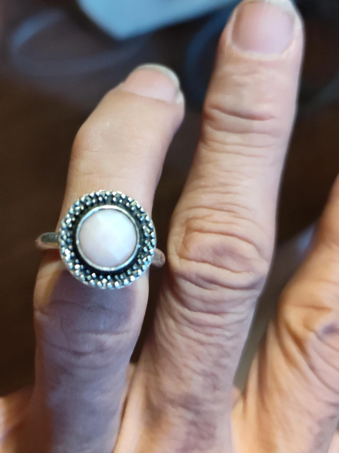 Sterling Silver Pink Stone Ring