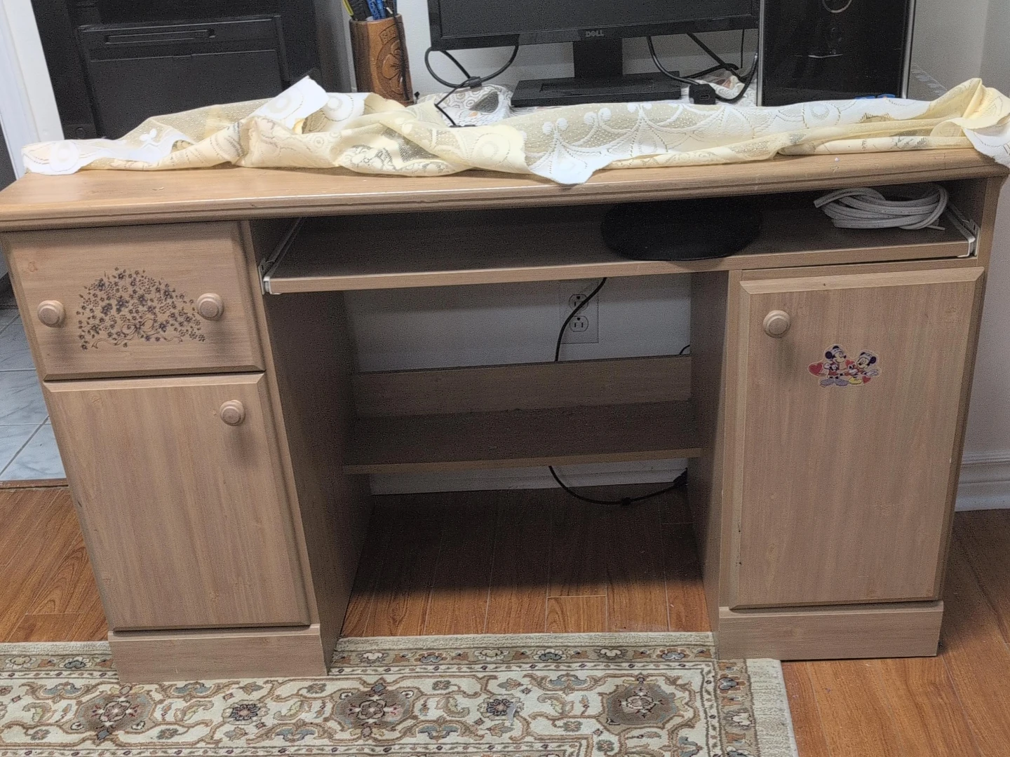 Light Oak Computer Desk with Storage
