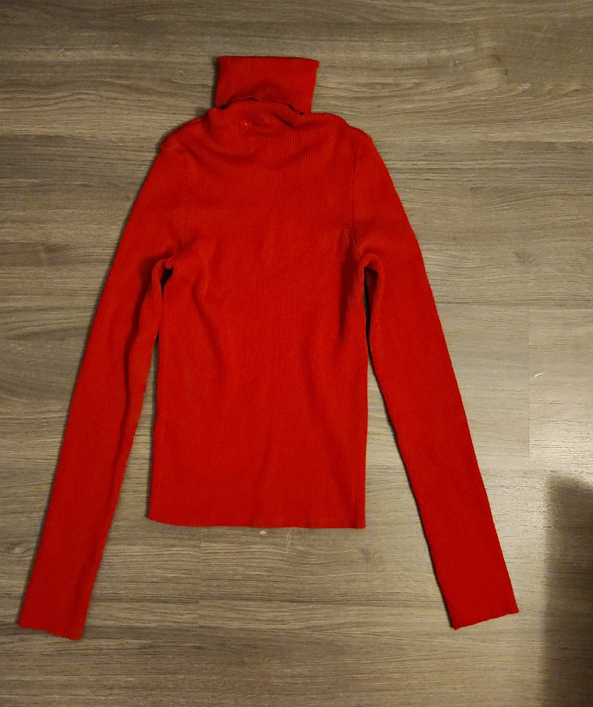 Red Ribbed Turtleneck Sweater