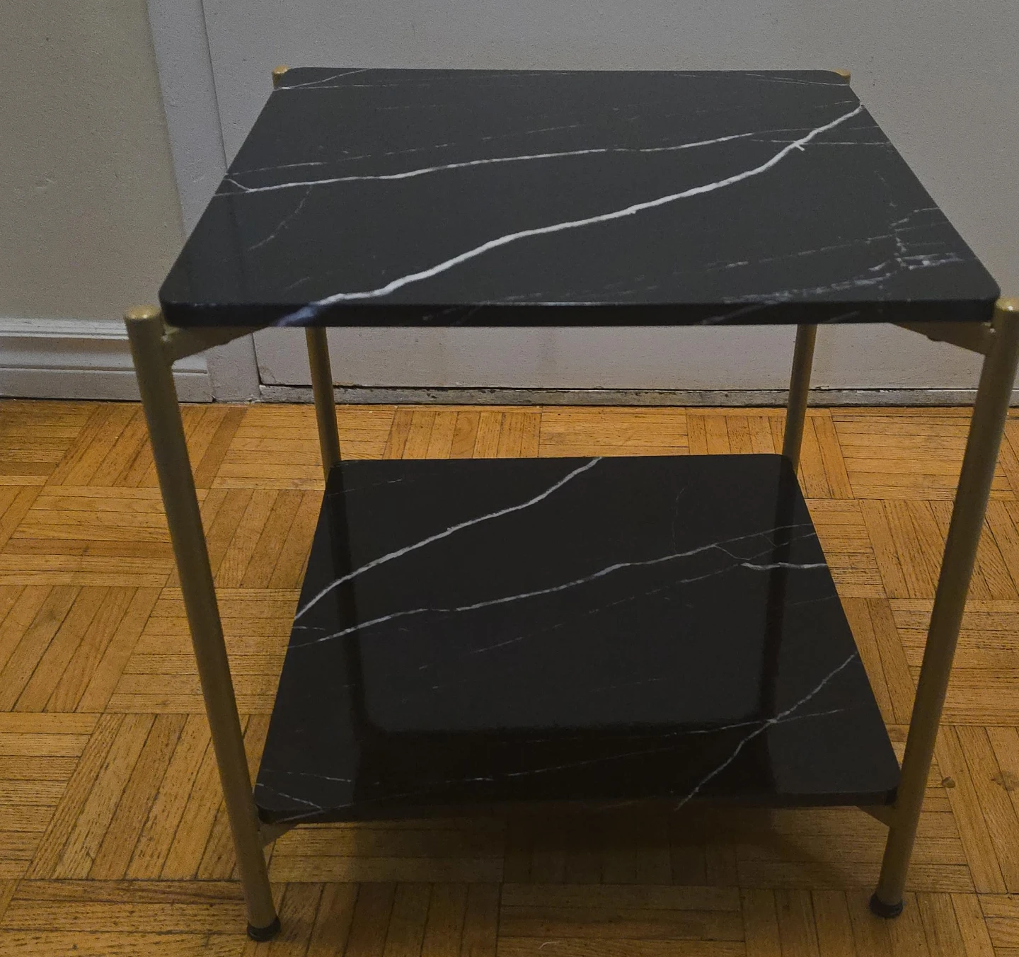 Black Marble-Look End Table