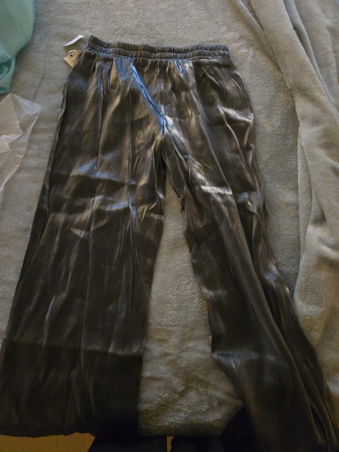 Shiny Black Wide Leg Pants