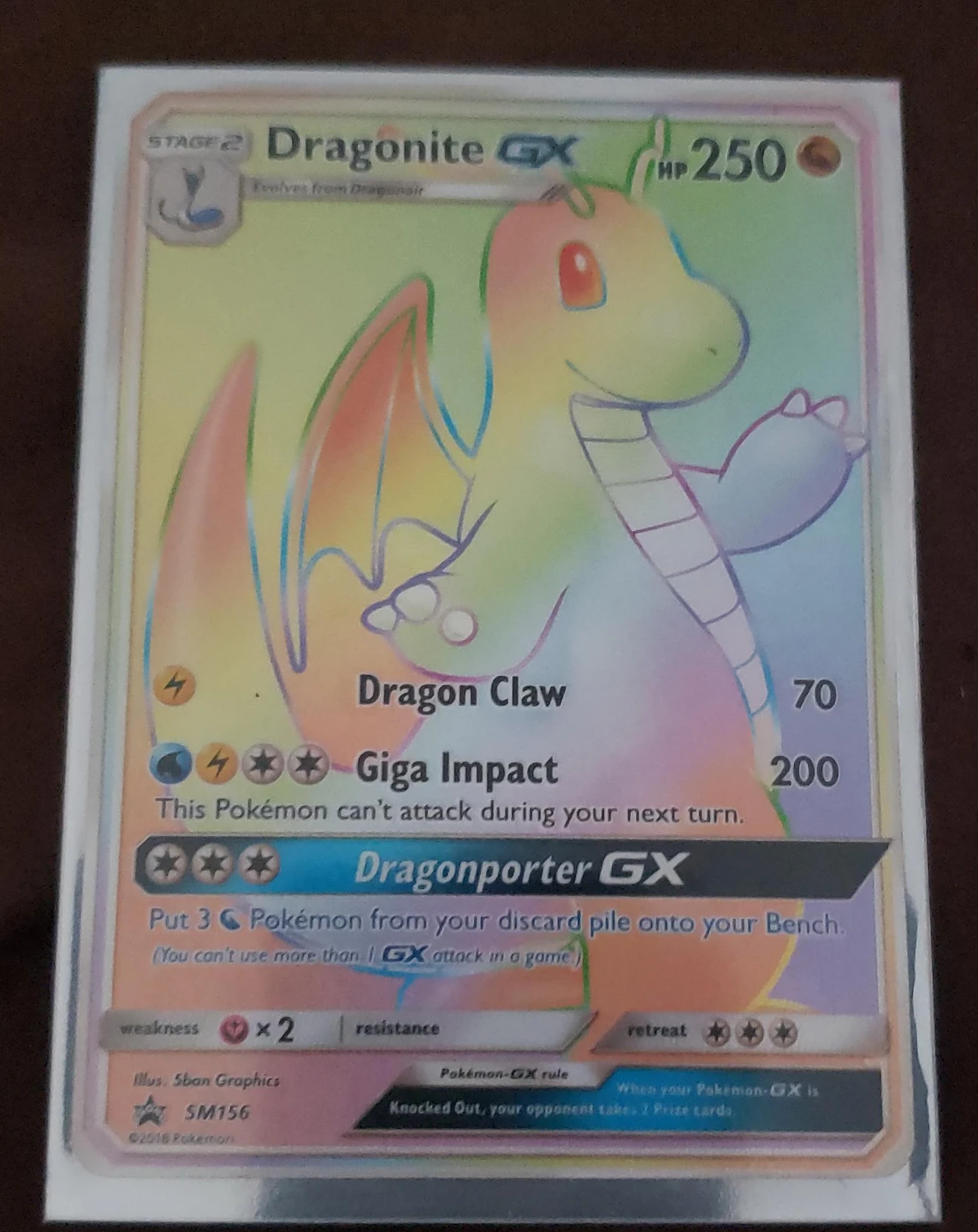 Dragonite GX Rainbow Rare SM156 Pokémon Card