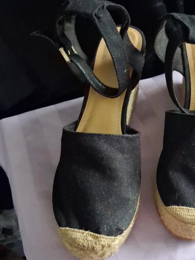 Black Espadrille Wedge Sandals