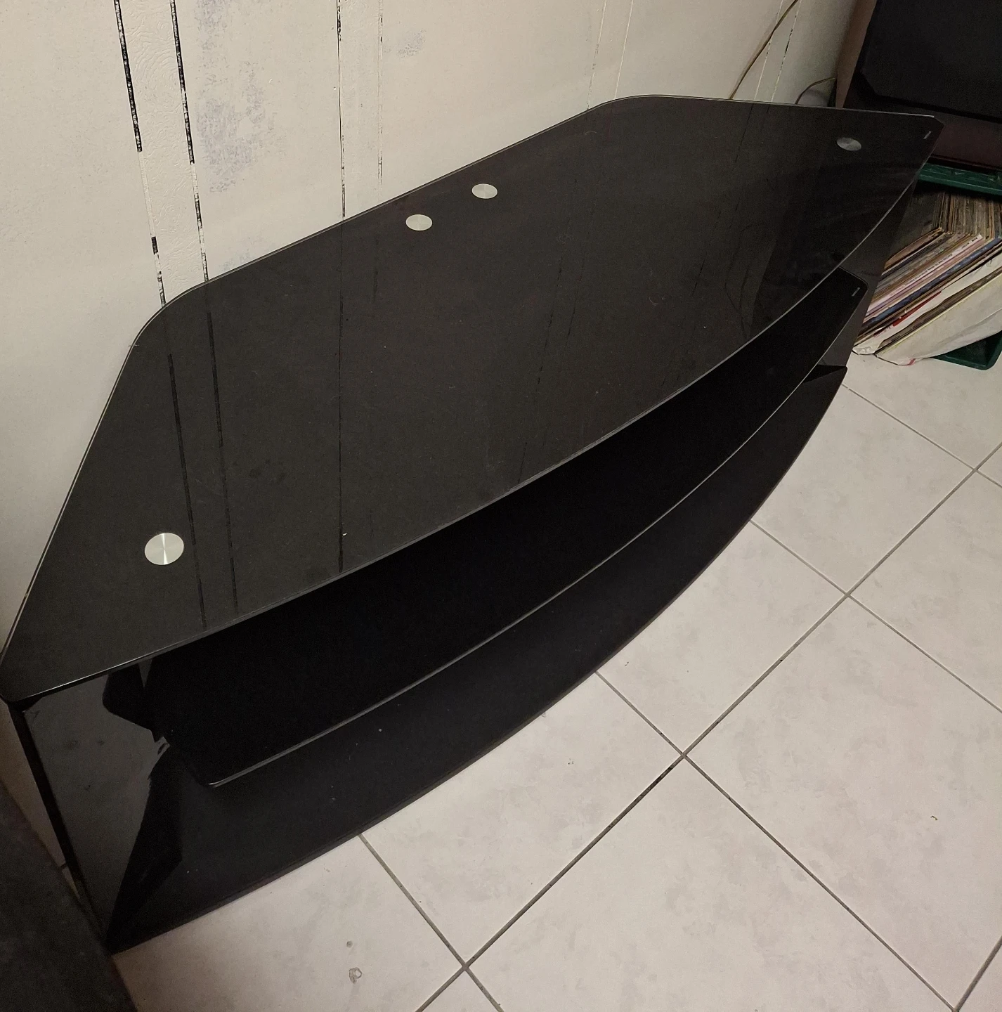 Black Glass TV Stand