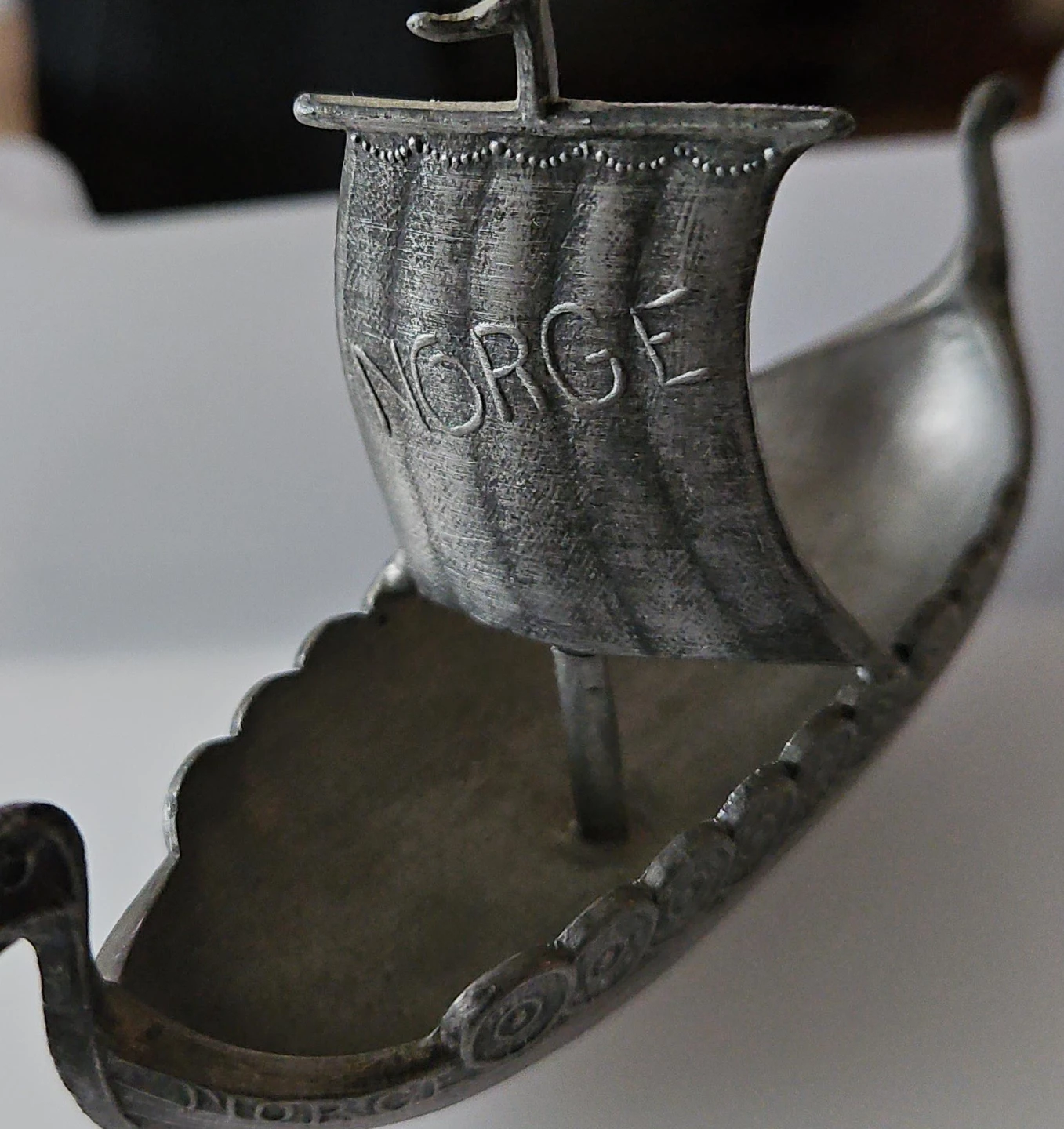Vintage Pewter Norway Viking Ship Figurine