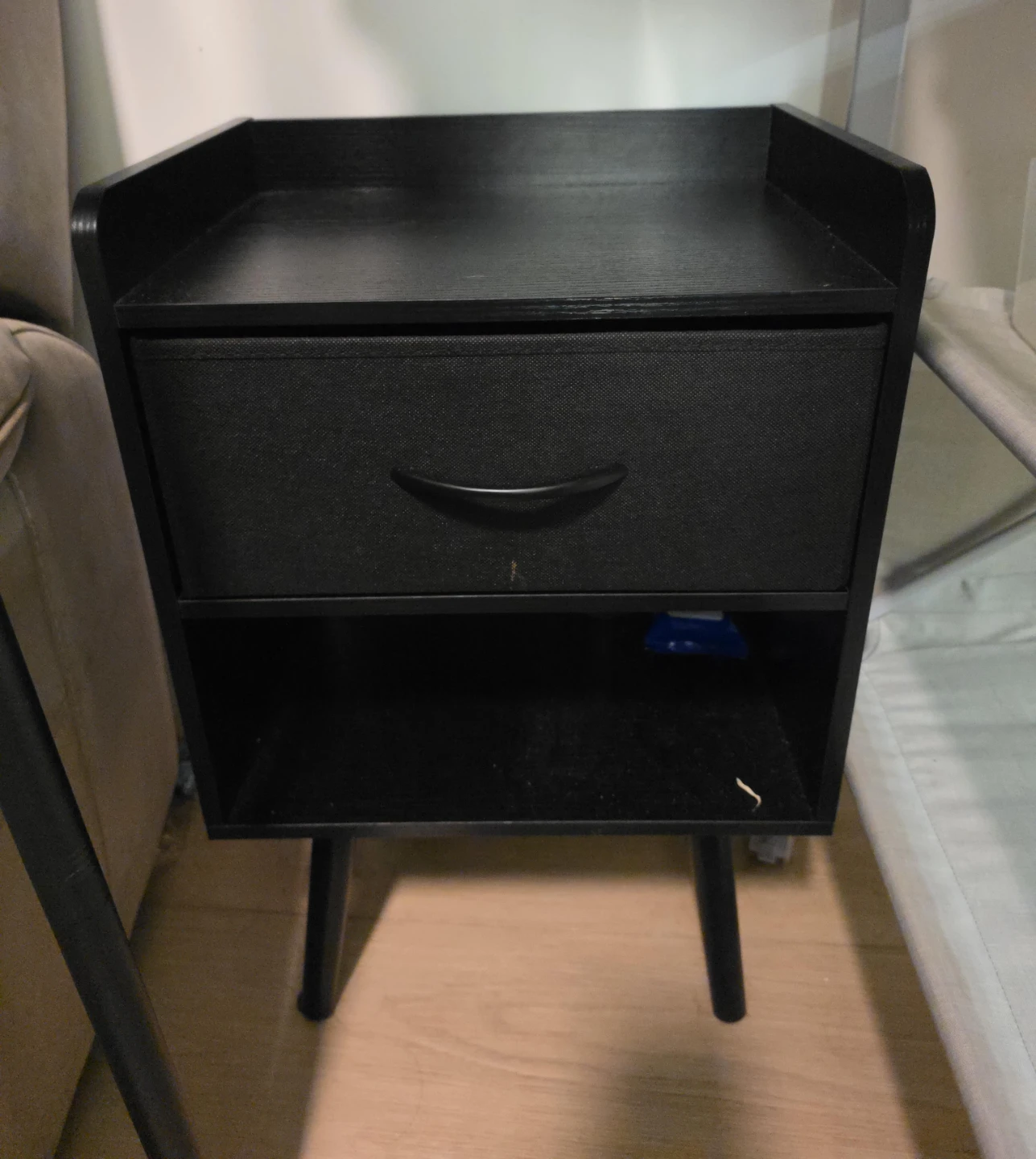 Black Nightstand with Drawer