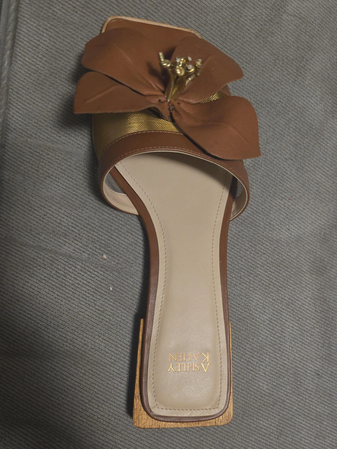 Ashley Kahen Brown Floral Flat Sandals