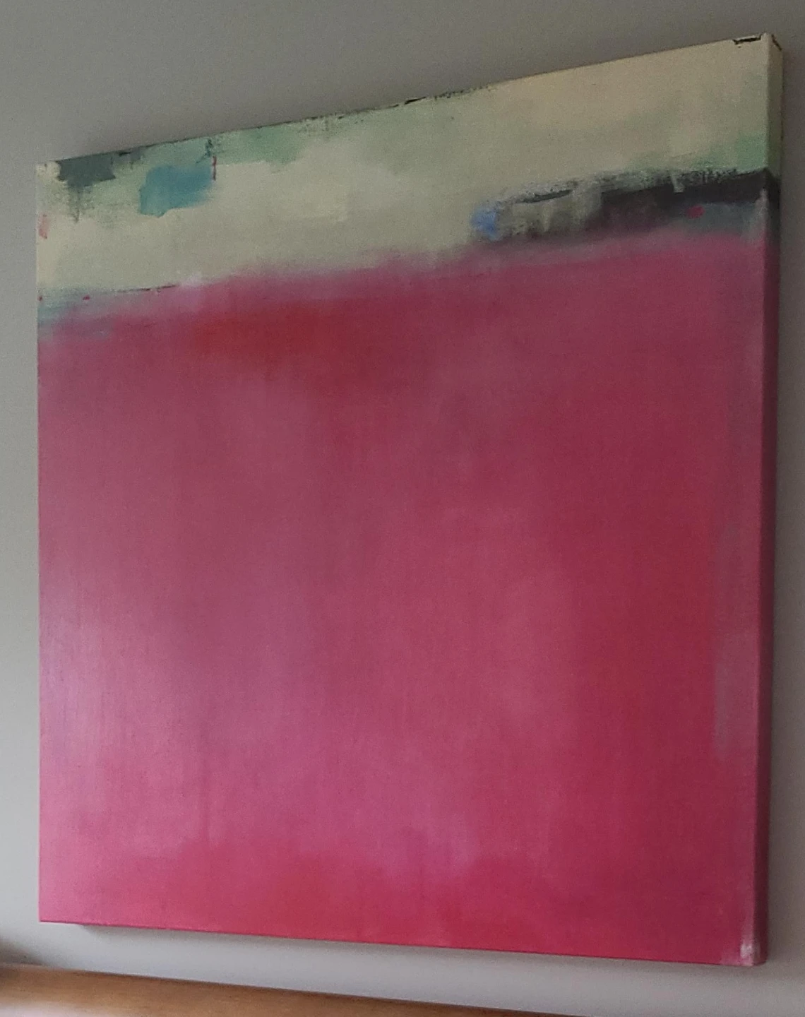 HUGE abstract pink and green canvas art