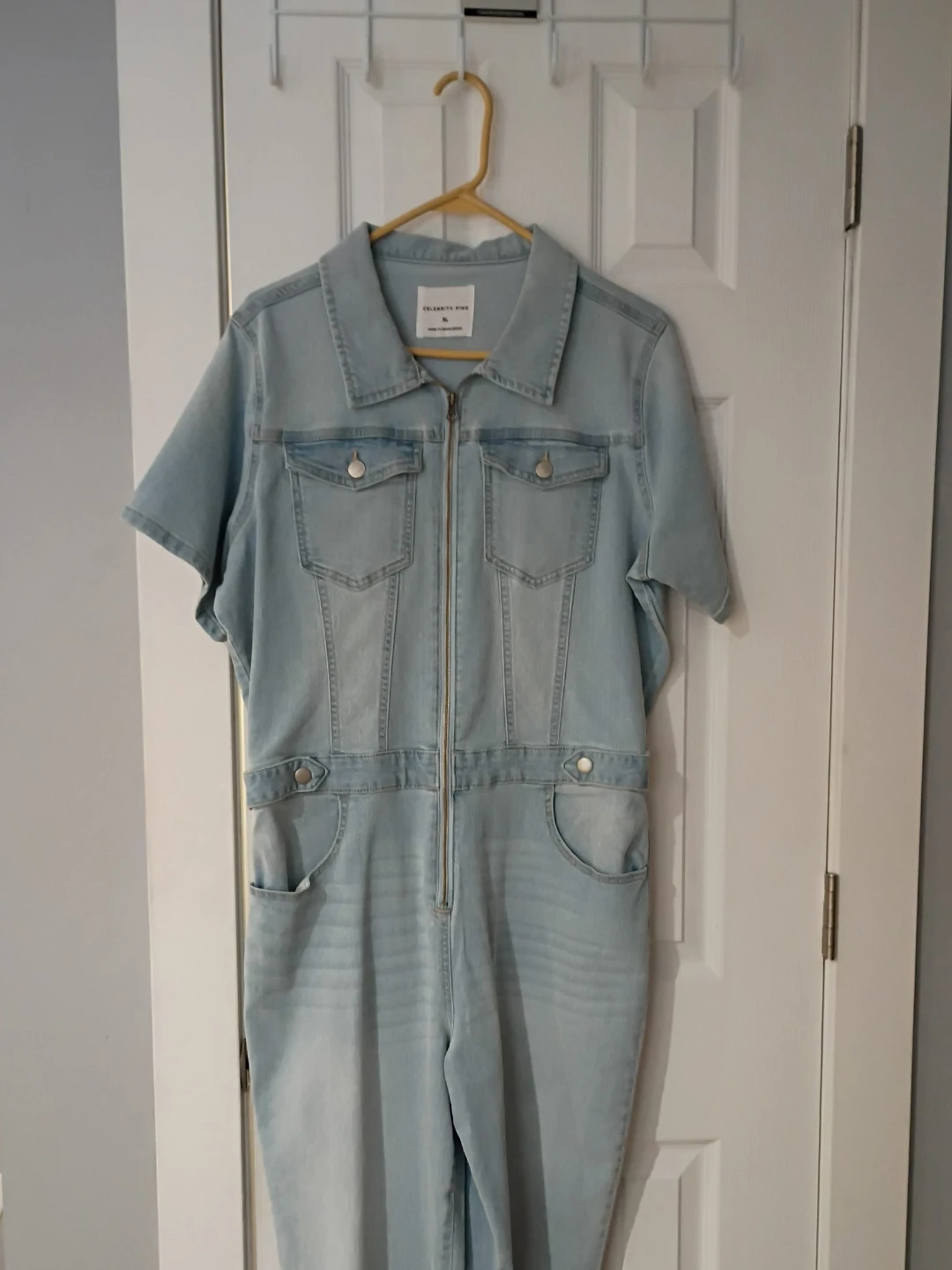 Celebrity Pink Light Wash Denim Jumpsuit XL