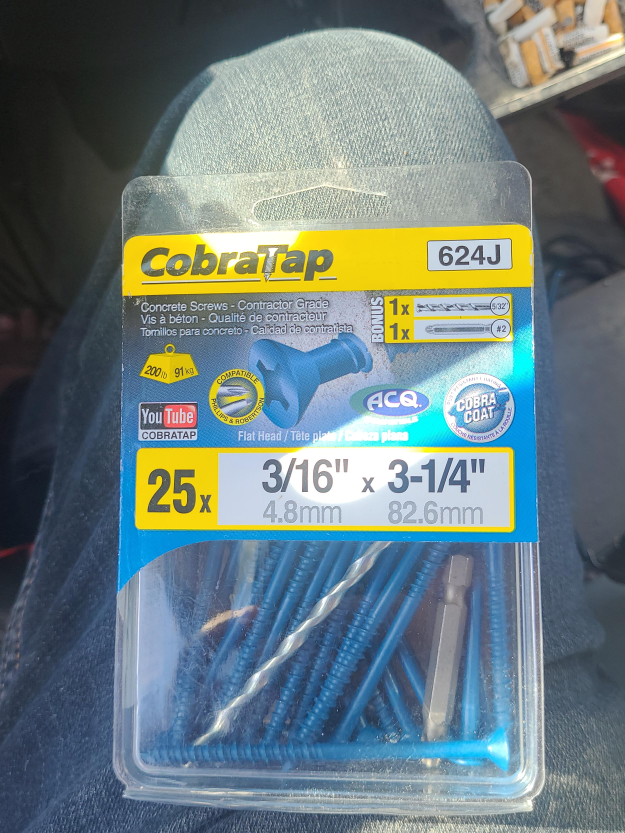CobraTap Concrete Screws 3/16 inch x 3-1/4 inch 25-Pack