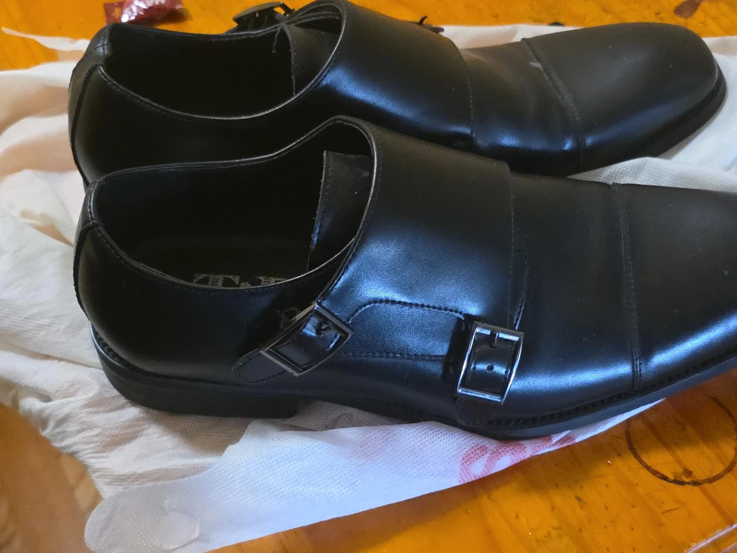 Black Leather Monk Strap Shoes