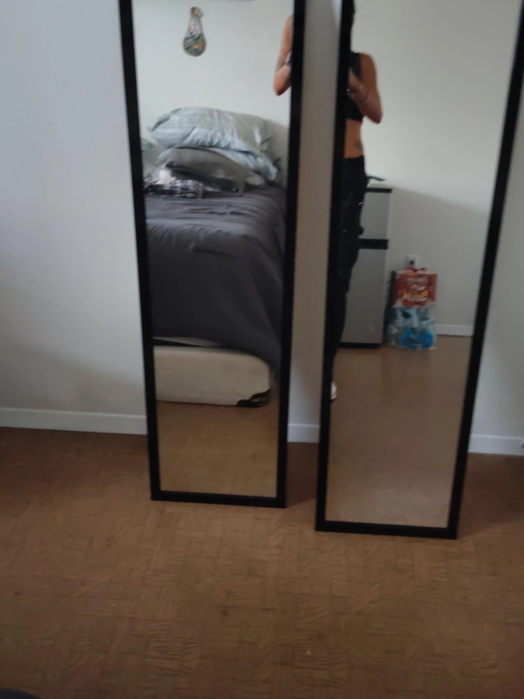 Full length black floor mirror