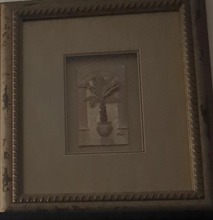 Framed Wall Art with Potted Plant