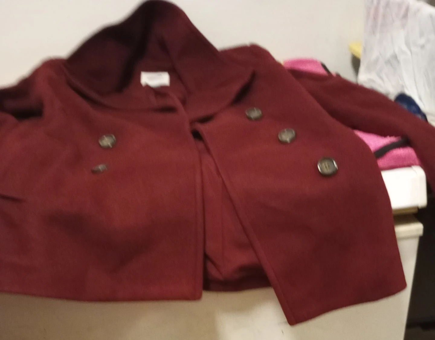 Maroon Double-Breasted Peacoat