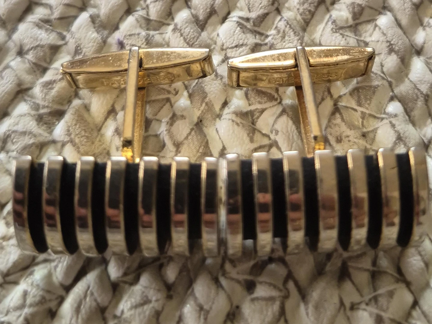 Vintage Gold and Black Striped Cufflinks