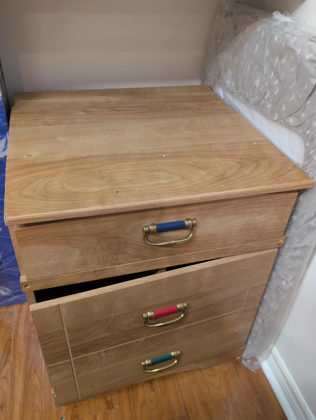 Wooden Three-Drawer Nightstand
