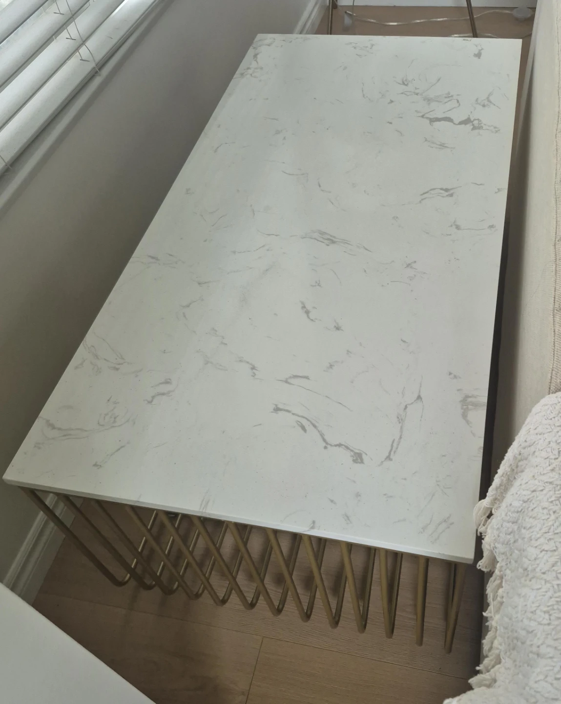 White Marble Coffee Table with Gold Base- pick up only