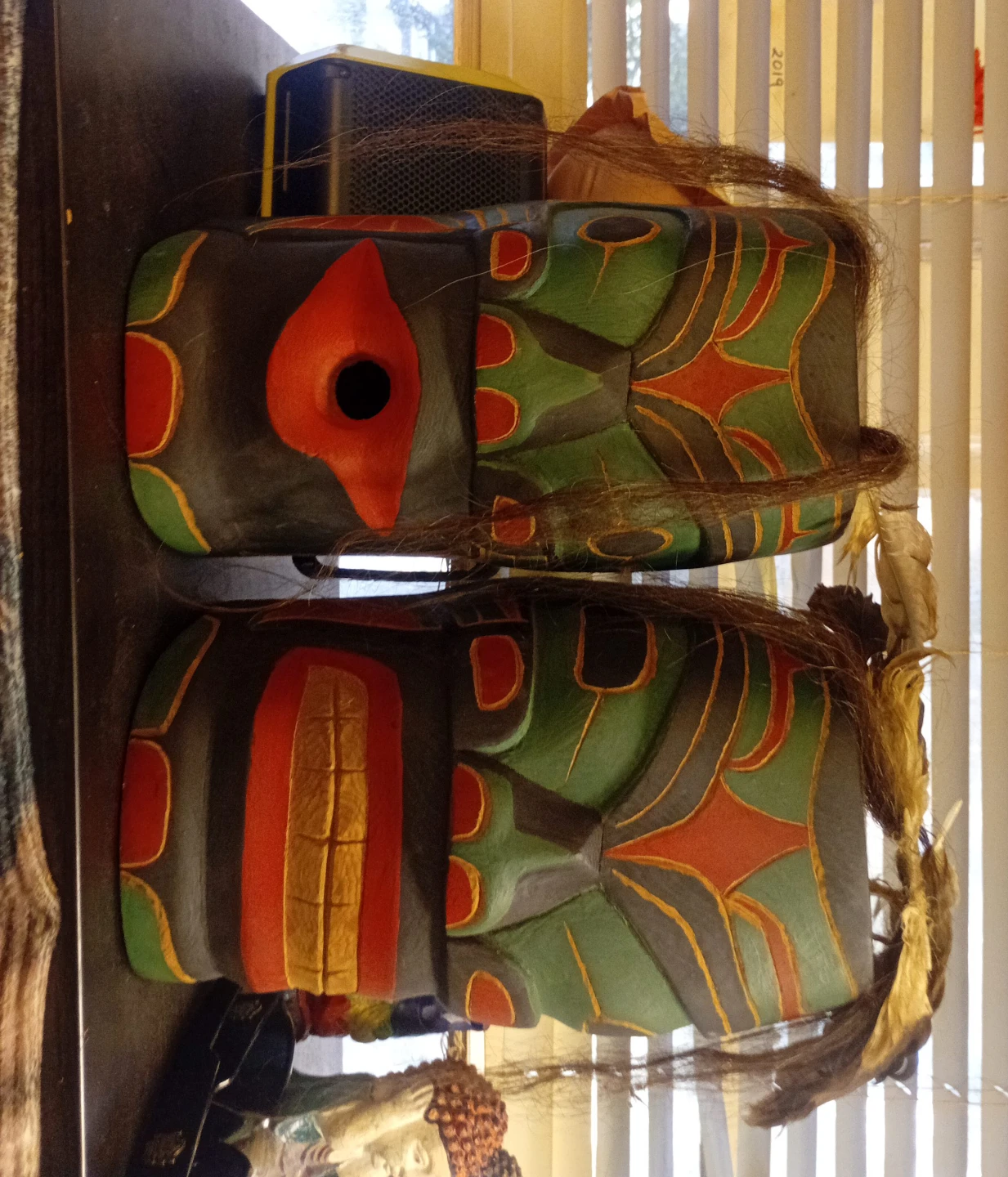 Pair of First Nations Style Carved Wood Masks