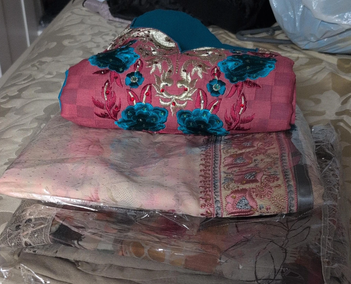 Unstitched Embroidered Shalwar Kameez Suit