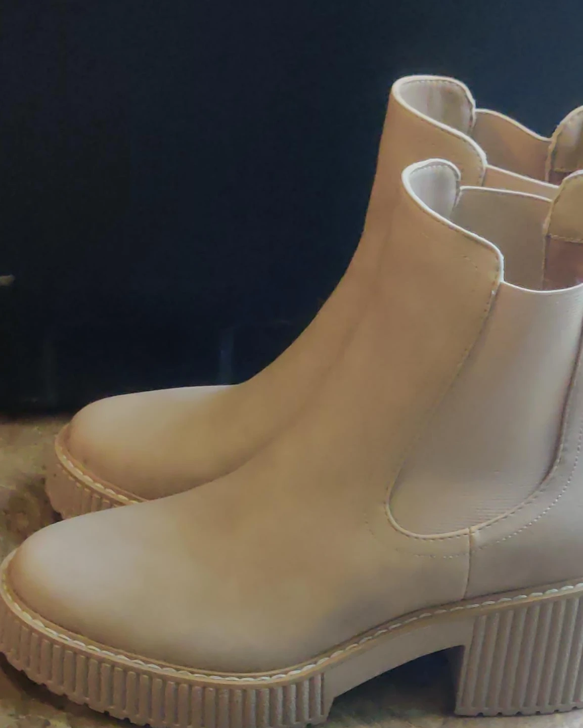 Cream Chelsea Boots