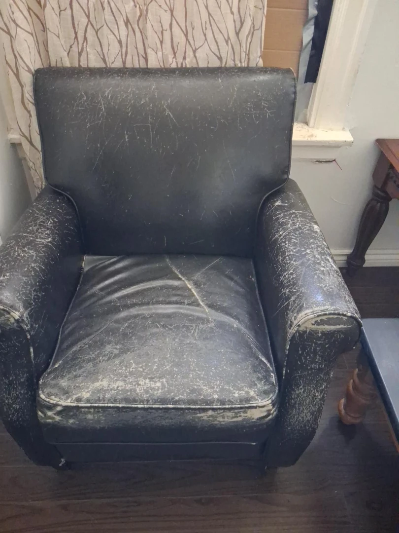 Used Black Leather Armchair