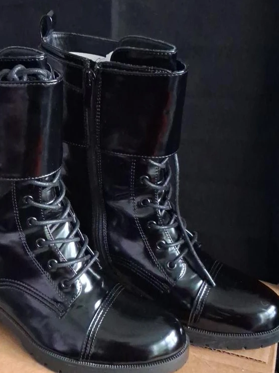 Black Patent Combat Boots