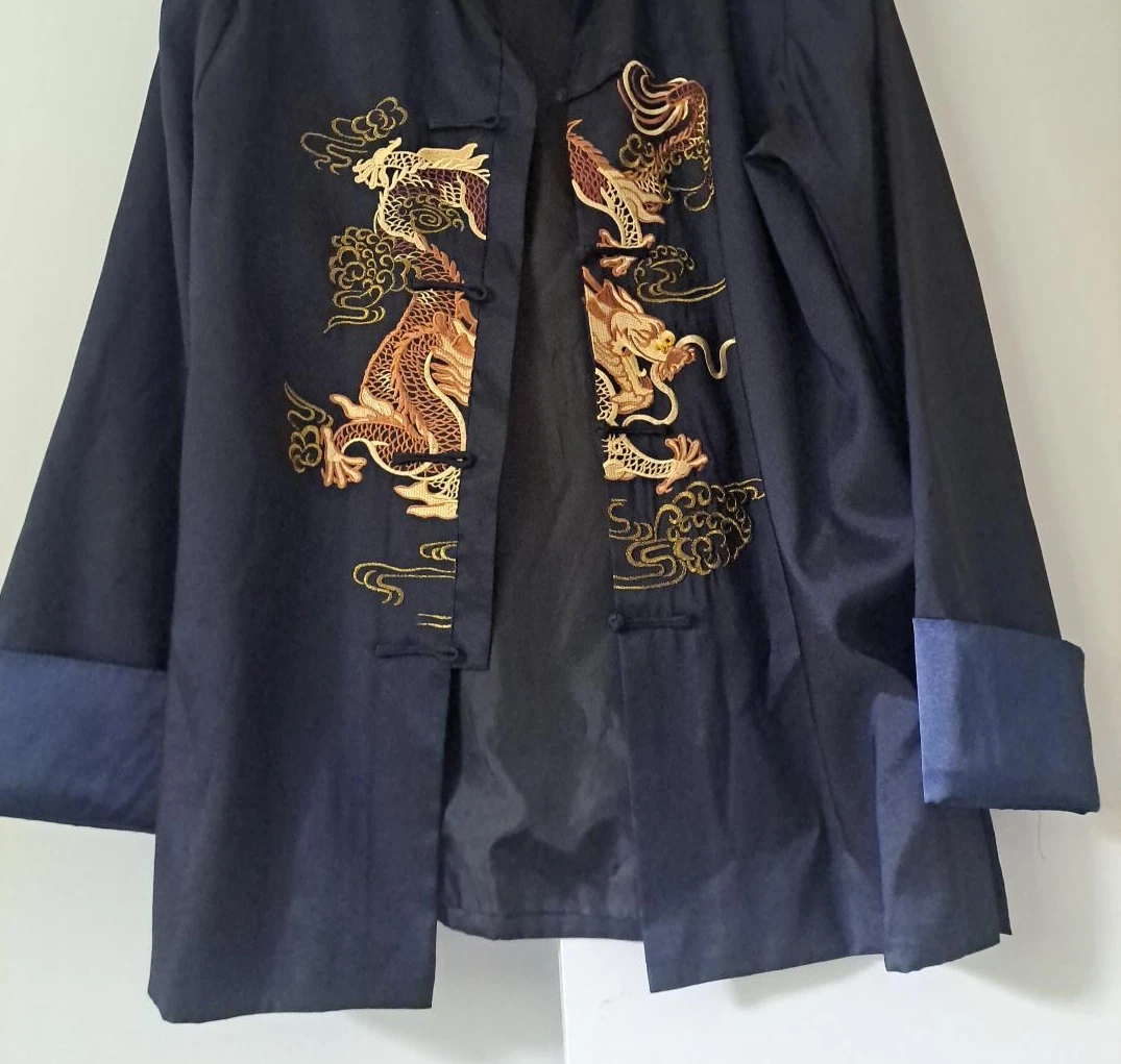 Dark blue dragon embroidered jacket