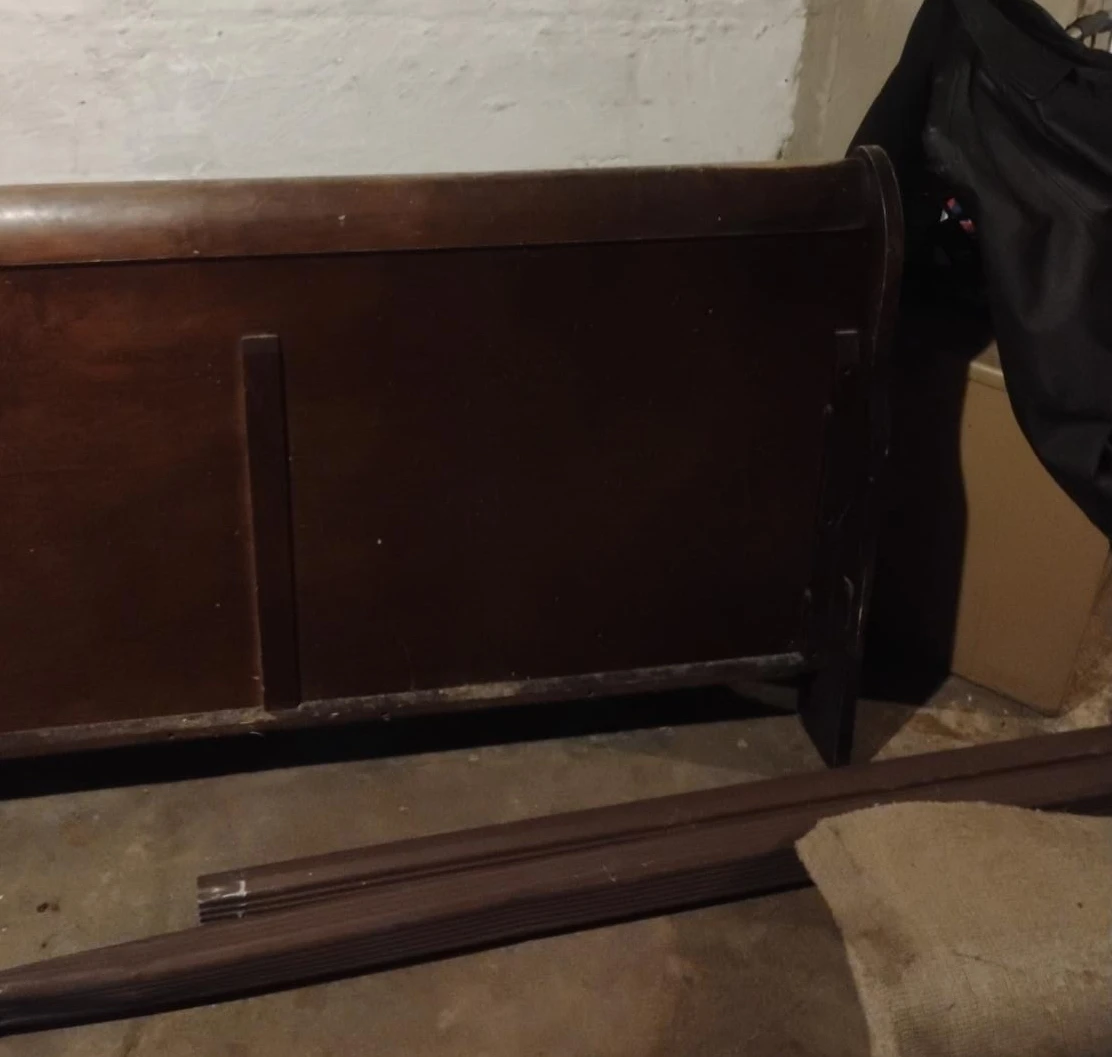 Vintage Dark Wood Sleigh Bed Frame