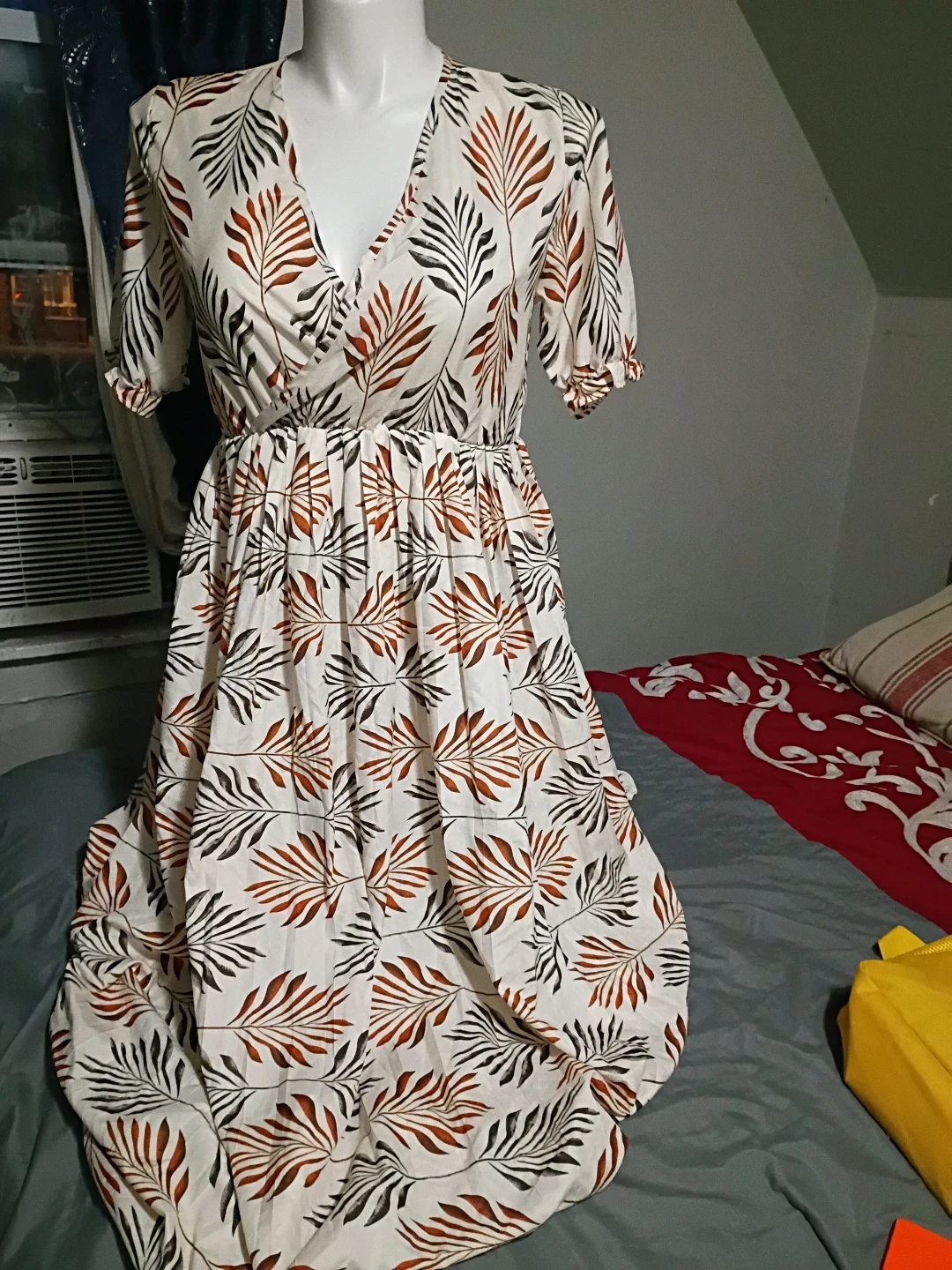 Women's Leaf Print Wrap Dress