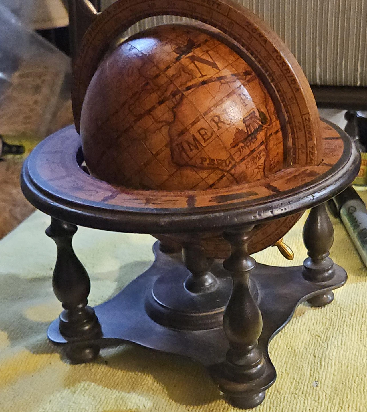 Vintage Wooden Desk Globe